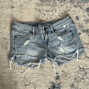 Distressed jean shorts